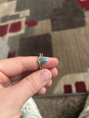 Sterling Silver Turquoise Stackable Crown Ring